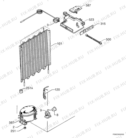 Взрыв-схема холодильника Zanussi ZV41R - Схема узла Cooling system 017