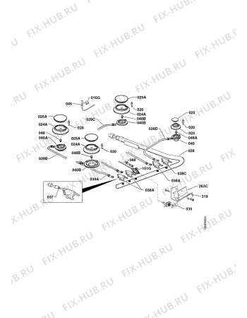 Взрыв-схема плиты (духовки) Juno Electrolux JOG10001B - Схема узла Gas-equipment