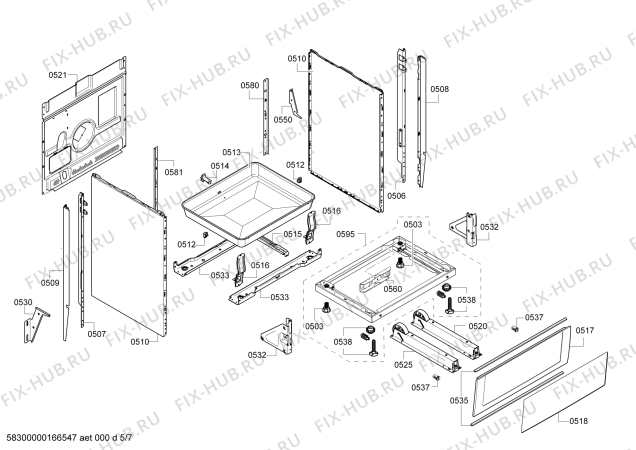 Взрыв-схема плиты (духовки) Bosch HCE748353U - Схема узла 05