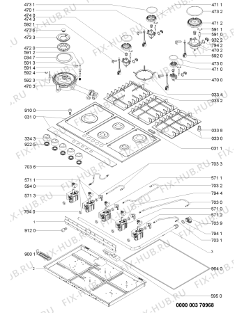 Схема №1 KHPS 9050 с изображением Запчасть для плиты (духовки) Whirlpool 480121103181