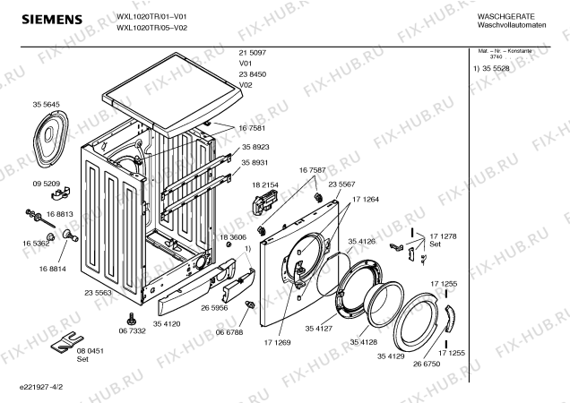 Взрыв-схема стиральной машины Siemens WXL1020TR SIWAMAT XL 102 - Схема узла 02