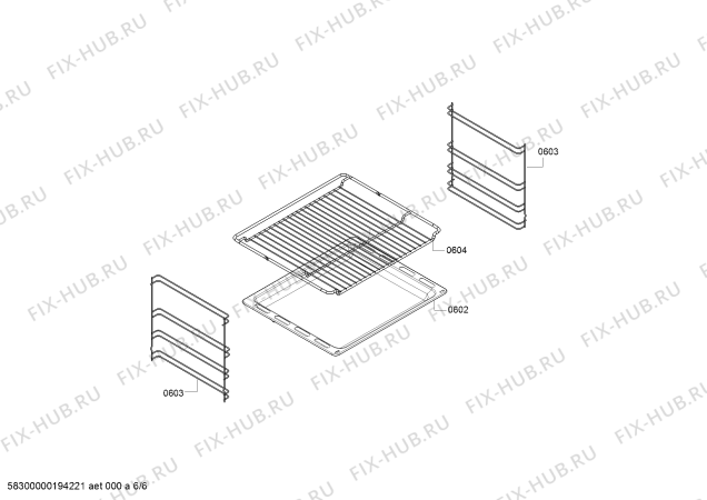 Взрыв-схема плиты (духовки) Bosch HBN311E4 - Схема узла 06