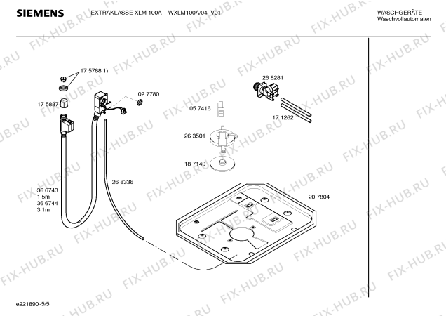 Взрыв-схема стиральной машины Siemens WXLM100A EXTRAKLASSE XLM 100 A - Схема узла 05