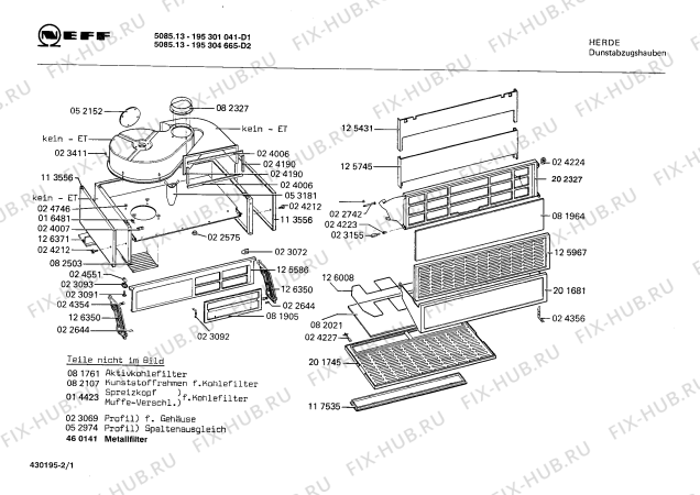 Схема №2 195304999 5085.23 с изображением Жировой фильтр для вентиляции Bosch 00082021