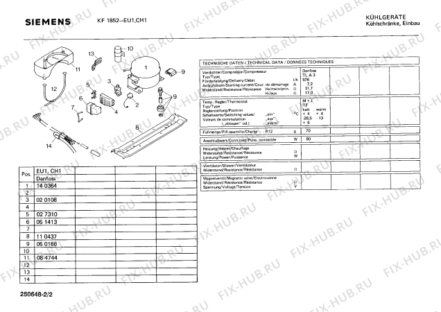 Взрыв-схема холодильника Siemens KF1752 - Схема узла 02