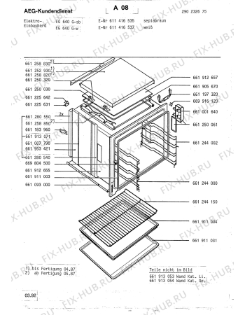 Взрыв-схема плиты (духовки) Aeg EG 640 G SB - Схема узла Section1