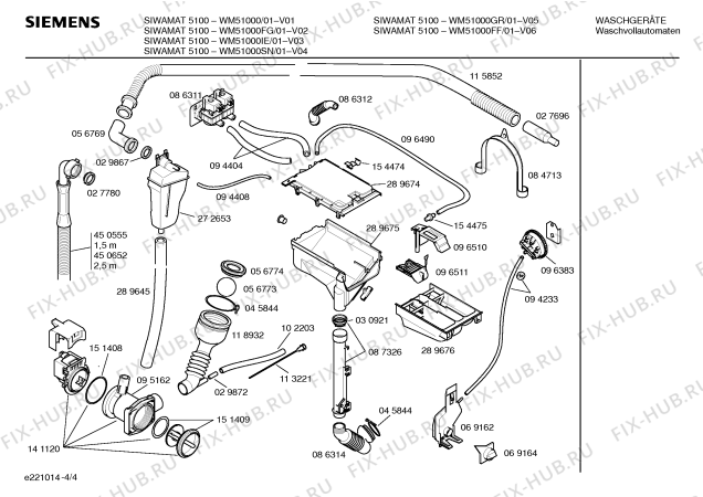 Схема №4 WM51000GB SIWAMAT 5100 с изображением Ручка для стиральной машины Siemens 00096639