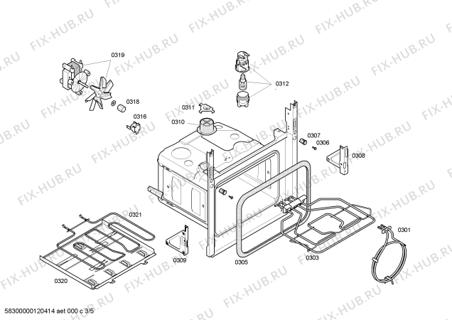 Схема №5 3HT515BP с изображением Стеклянная полка для электропечи Bosch 00662413