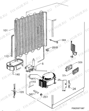 Взрыв-схема холодильника Aeg SCE81831FS - Схема узла Cooling system 017