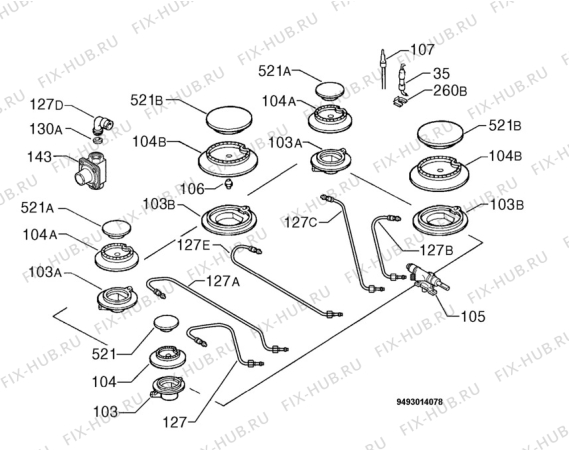 Взрыв-схема плиты (духовки) Zanussi ZGF750ICXC - Схема узла Functional parts 267