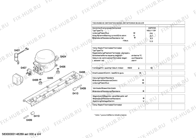 Взрыв-схема холодильника Bosch KDN49X64NE - Схема узла 04