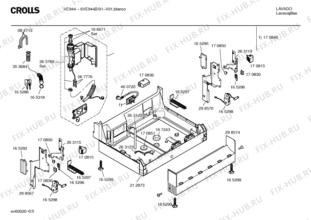 Взрыв-схема посудомоечной машины Crolls 6VE944B VE944 - Схема узла 05