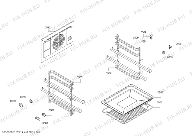 Взрыв-схема плиты (духовки) Bosch HBA43S422E H.BO.NP.L3D.IN.ENTRY.B4/.B.E0_C/// - Схема узла 05