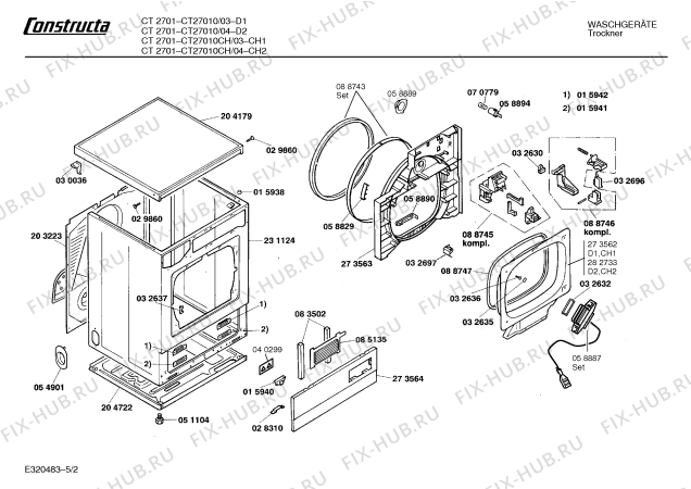 Схема №2 CT27010CH CT27010 с изображением Инструкция по эксплуатации для сушилки Bosch 00515556