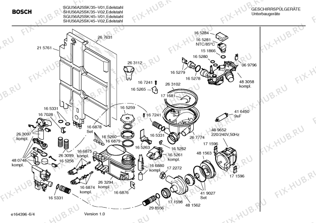 Взрыв-схема посудомоечной машины Bosch SHU56A25SK - Схема узла 04