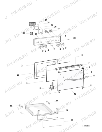 Взрыв-схема плиты (духовки) Indesit IS5V5CCXEU (F156502) - Схема узла