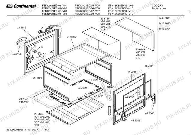 Взрыв-схема плиты (духовки) Continental FSK12K21ED - Схема узла 03