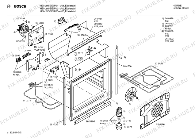 Взрыв-схема плиты (духовки) Bosch HBN245BEU - Схема узла 02