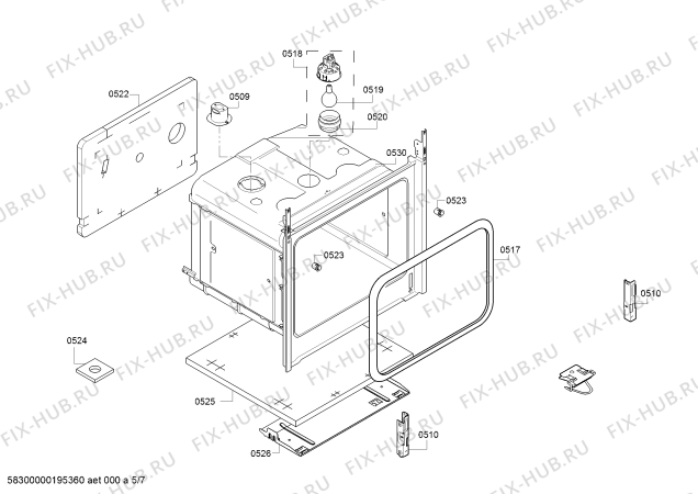 Взрыв-схема плиты (духовки) Siemens HX523210T - Схема узла 05