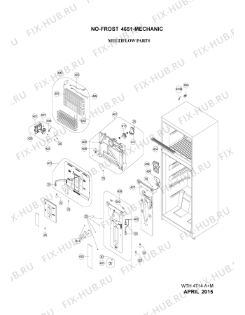 Схема №3 WTH4714 A+M с изображением Винтик для холодильной камеры Whirlpool 482000090431
