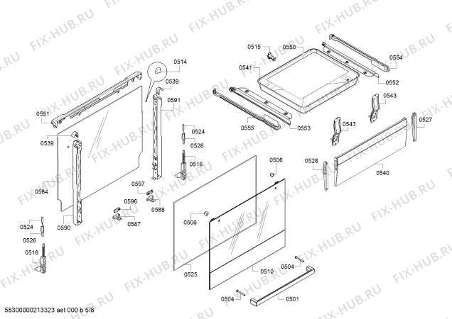 Взрыв-схема плиты (духовки) Bosch HLS59G020U - Схема узла 05