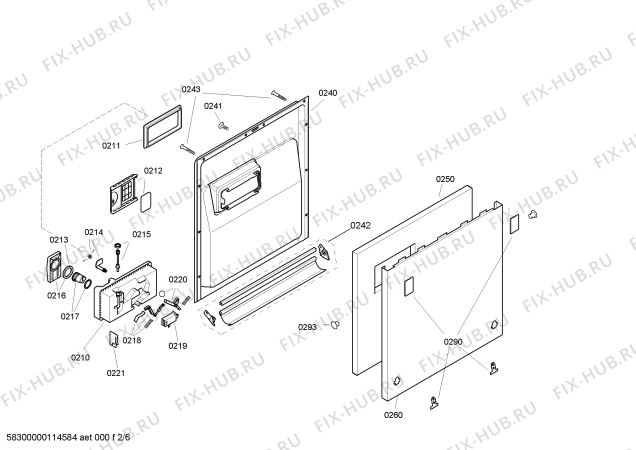 Схема №4 SHI55M05AU с изображением Передняя панель для посудомоечной машины Bosch 00445361