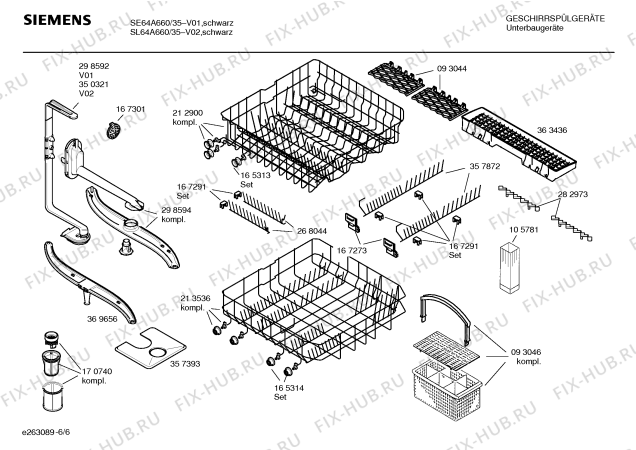 Взрыв-схема посудомоечной машины Siemens SE64A660 - Схема узла 06