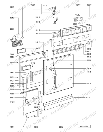 Схема №1 GSIH 6451/2 SW с изображением Блок управления для посудомоечной машины Whirlpool 481221479243