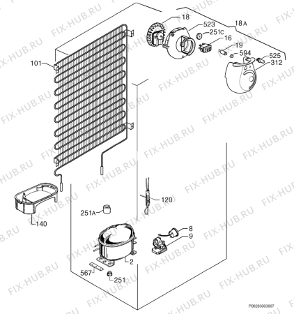 Взрыв-схема холодильника Privileg 300699_8103 - Схема узла Cooling system 017