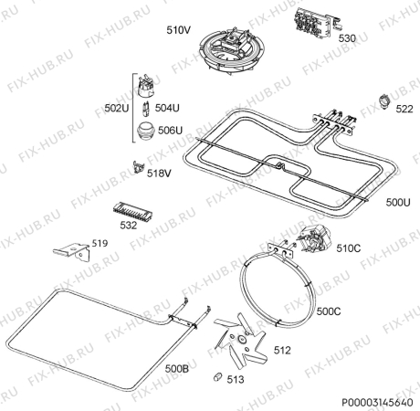 Взрыв-схема плиты (духовки) Zanussi ZOU30603XU - Схема узла Electrical equipment