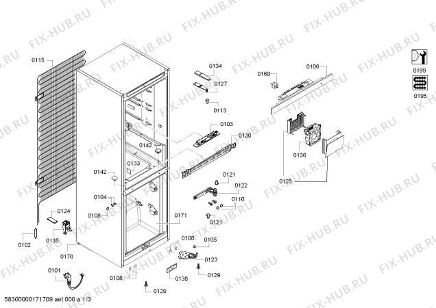 Схема №3 BD3058W3VV с изображением Шина для холодильной камеры Bosch 00705963