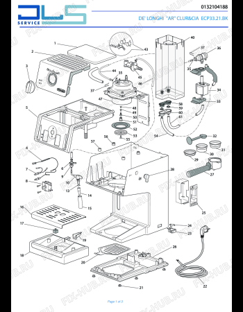 Схема №1 ECP33.21.BK с изображением Электропитание для электрокофеварки DELONGHI 5013278499