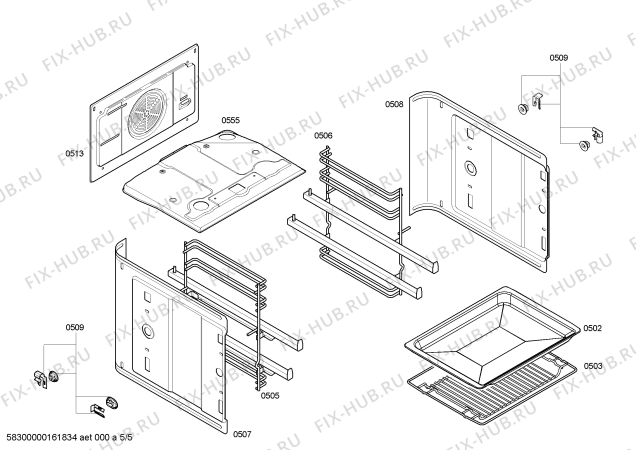 Взрыв-схема плиты (духовки) Bosch HBG43S420E H.BO.NP.L2D.IN.GLASS.B4/.B.E0_C/// - Схема узла 05