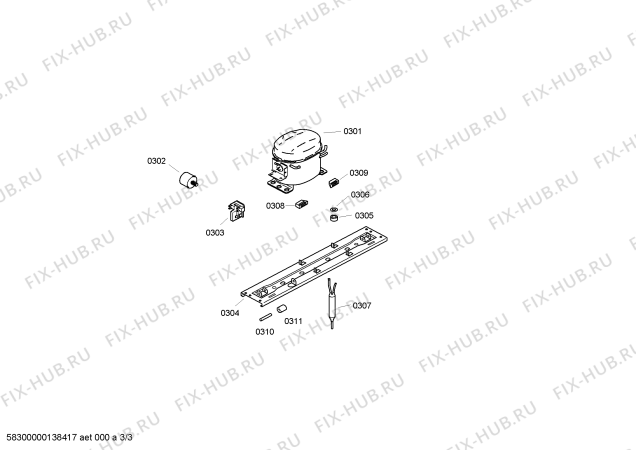 Взрыв-схема холодильника Bosch KKF22986TI - Схема узла 03