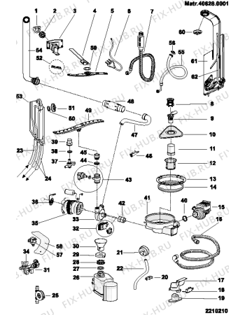 Взрыв-схема посудомоечной машины Hotpoint FDW65A (F033186) - Схема узла