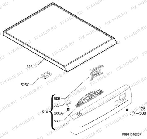 Схема №2 F45502W0 с изображением Панель для электропосудомоечной машины Aeg 8085053018
