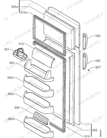 Взрыв-схема холодильника Arthurmartinelux AR7923D - Схема узла Door 003