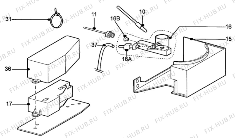 Взрыв-схема холодильника Electrolux RM4268 - Схема узла C20 Gas fittings  F