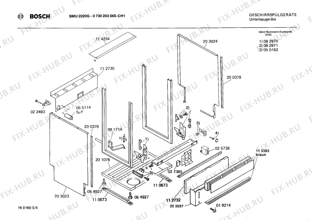 Взрыв-схема посудомоечной машины Bosch 0730203565 SMU2220G - Схема узла 04