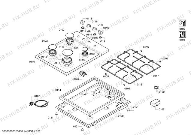 Схема №1 OA16Y5180L с изображением Уплотнитель для духового шкафа Bosch 00619650