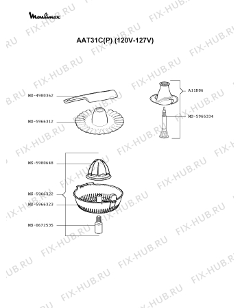 Взрыв-схема кухонного комбайна Moulinex AAT31C(P) - Схема узла Q0000030.9Q2