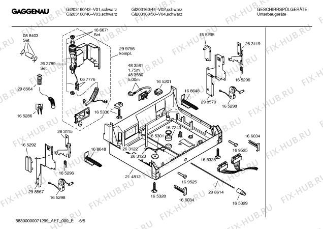 Схема №6 GI203160 с изображением Инструкция по эксплуатации Gaggenau для электропосудомоечной машины Bosch 00585690