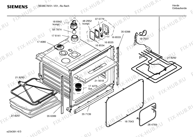 Взрыв-схема плиты (духовки) Siemens HB38E78 - Схема узла 03