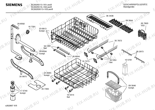 Взрыв-схема посудомоечной машины Siemens SE26293 - Схема узла 06