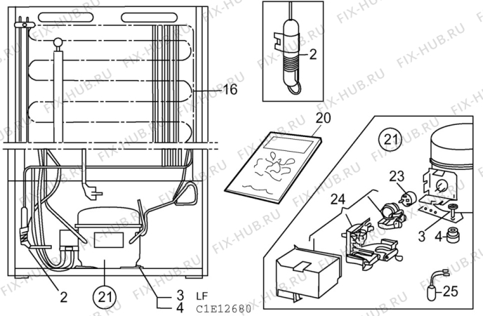 Взрыв-схема холодильника Aeg A1550-4F - Схема узла C10 Cold, users manual