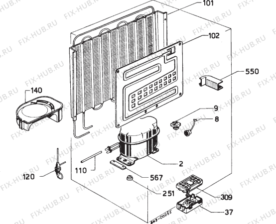 Взрыв-схема холодильника Zanussi DR60L - Схема узла Refrigerator cooling system