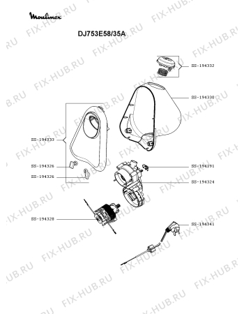 Схема №2 DJ753E58/35A с изображением Электропитание для мясорубки Moulinex SS-194341