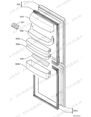 Взрыв-схема холодильника Faure FRC307W - Схема узла Door 003