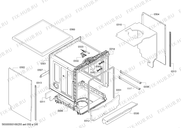 Взрыв-схема посудомоечной машины Bosch SMS68L02TR SilencePlus - Схема узла 03