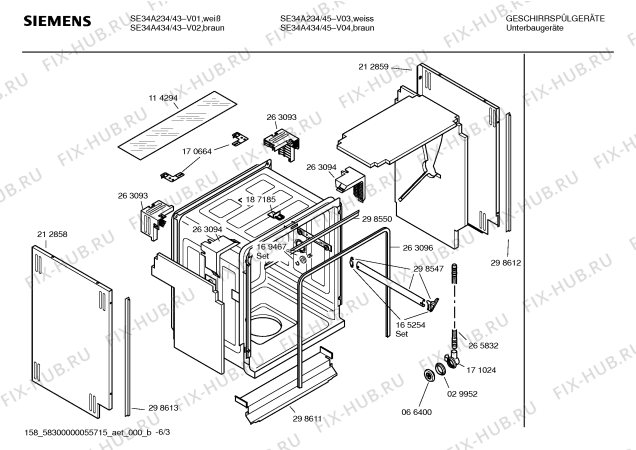 Взрыв-схема посудомоечной машины Siemens SE34A434 - Схема узла 03